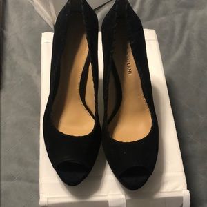 Antonio Melanie open toe suede black heels
